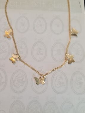 Gold Butterfly Charm Necklace for Women